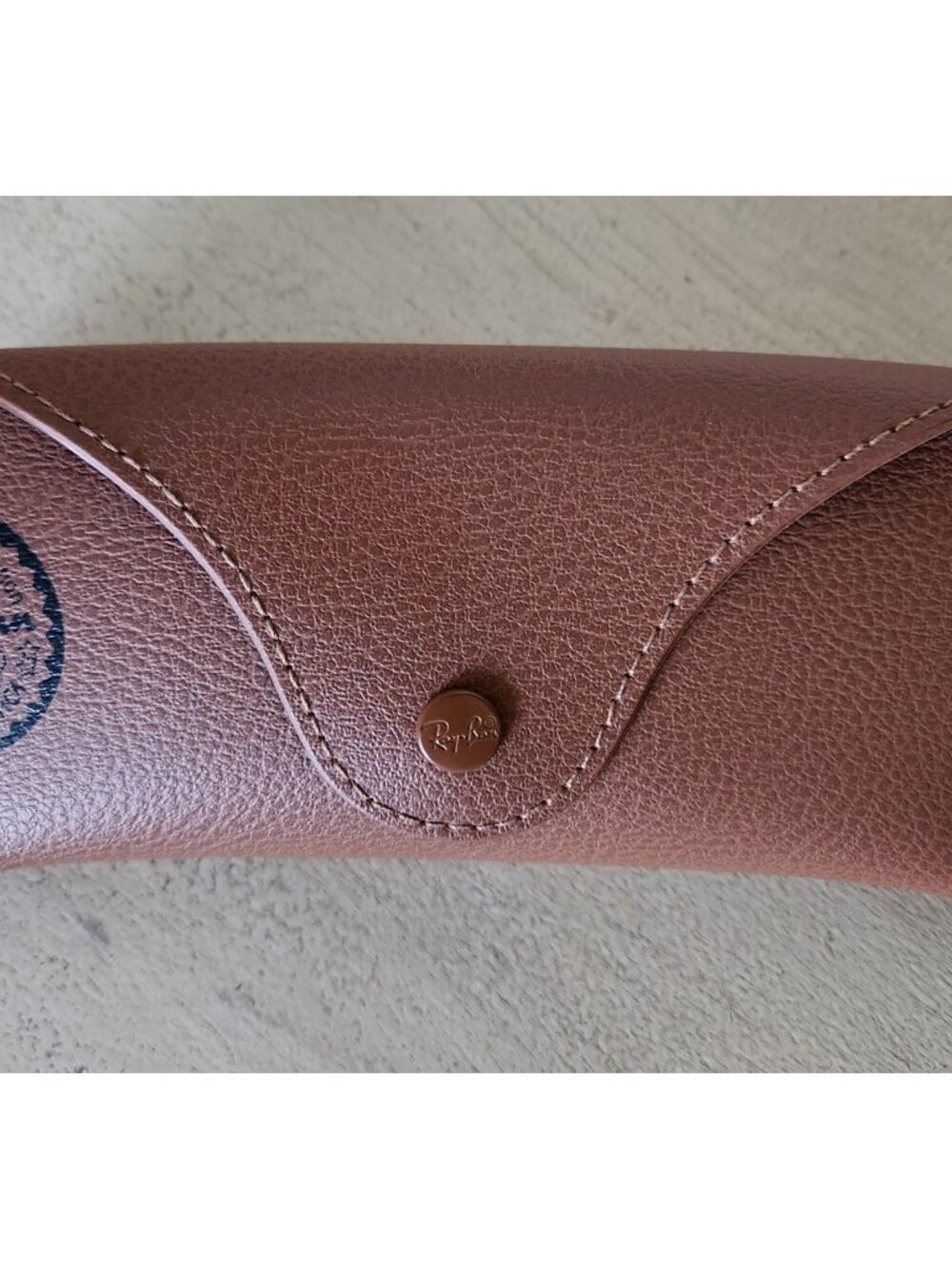 RAY-BAN Pebbled Letherhette Snap Closure Sunglass Case Brown/Tan Semi Hard Case